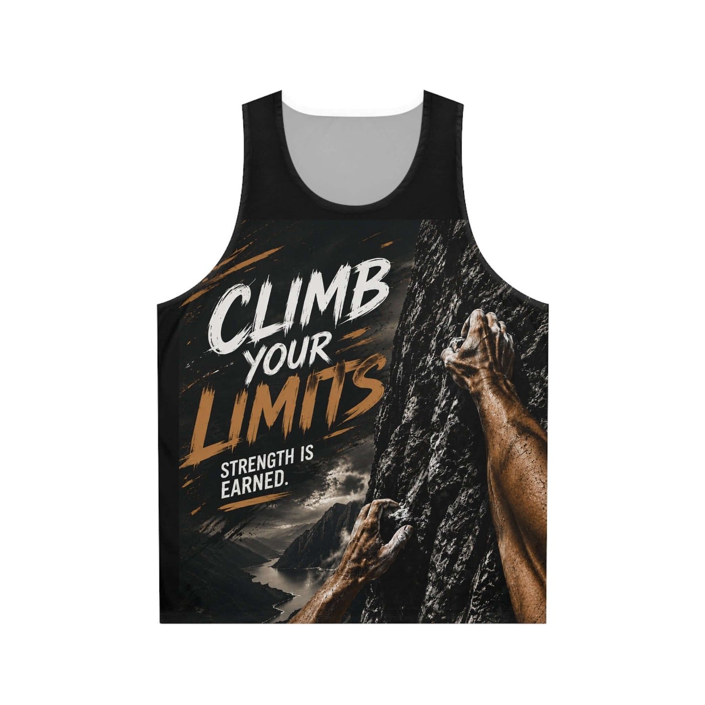 Climb your limits breathable polyester tank top with motivational design